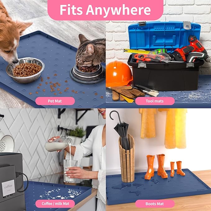 Sdpeia Under Sink Mat 22"×19" Waterproof Silicone Cabinet Liner & Sink Protector for Kitchen & Bathroom, Multi-Purpose Organizers Tray for Pets, Laundry, Cat Litter Mat