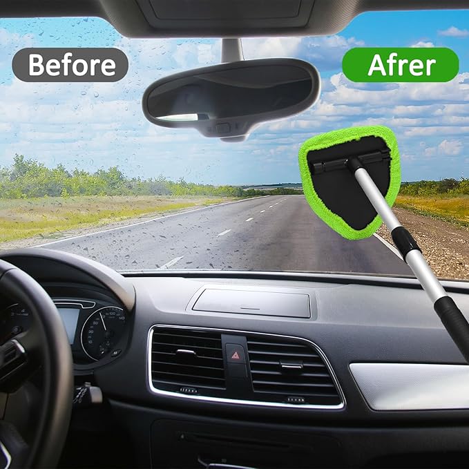 Beieverluck 20 Pieces Windshield Cleaner Tool, Inside Car Windshield Cleaning Tool with 12 Microfiber Pads, 4 Spray Bottle