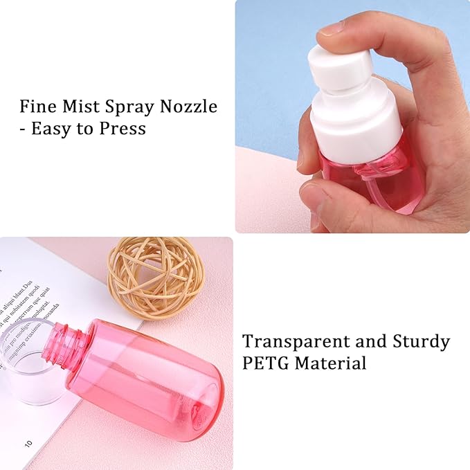 Cosywell Travel Size Spray Bottle TSA Approved 2oz 60ml 3 Pack Leak Proof Fine Mist Spray Bottles Empty Plastic Refillable Mist Sprayer for Perfume Essential Oils Toners Rose Water Cosmetics (3Pink)