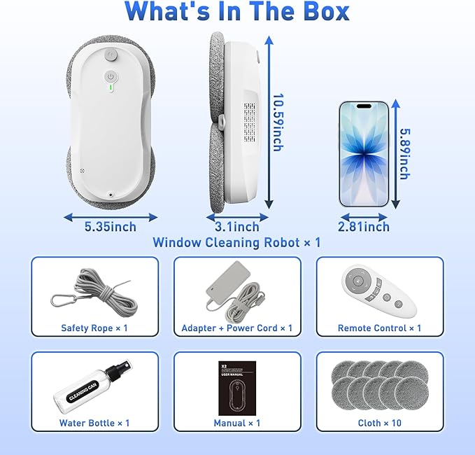 KKI Window Cleaning Robot,Upgraded Window Cleaner Robot, Auto-Dual Spray, Max 3200pa,3 Cleaning Modes & Edge Detection