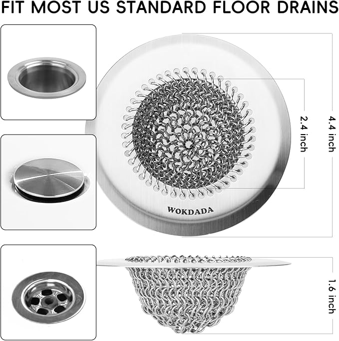 2 Pack Wokdada Bathtub Drain Hair Catcher, Wokdada Fast Drainage Shower Drain Hair Catcher