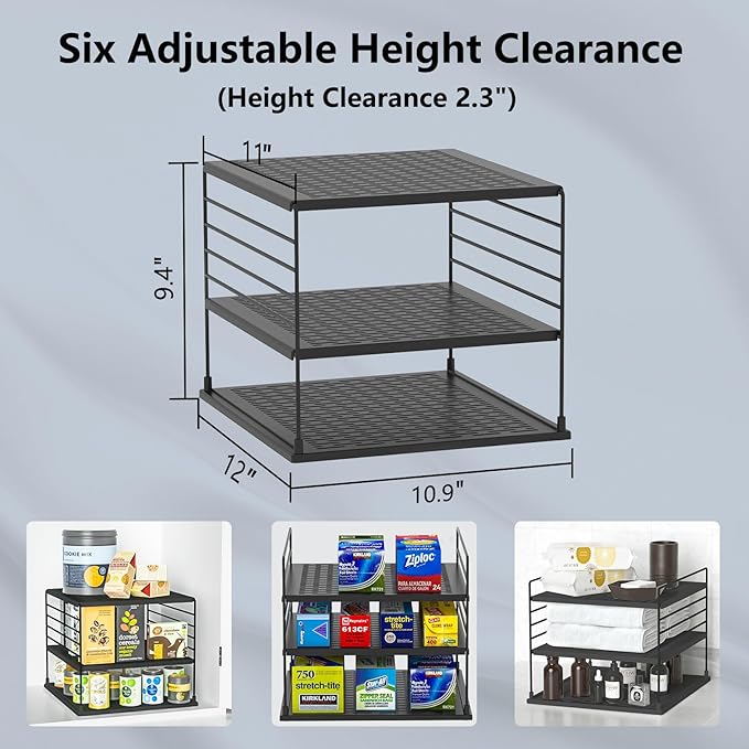 Adjustable Pantry Organizers and Storage, Steel Wire & Plastic Saran Wrap Holder
