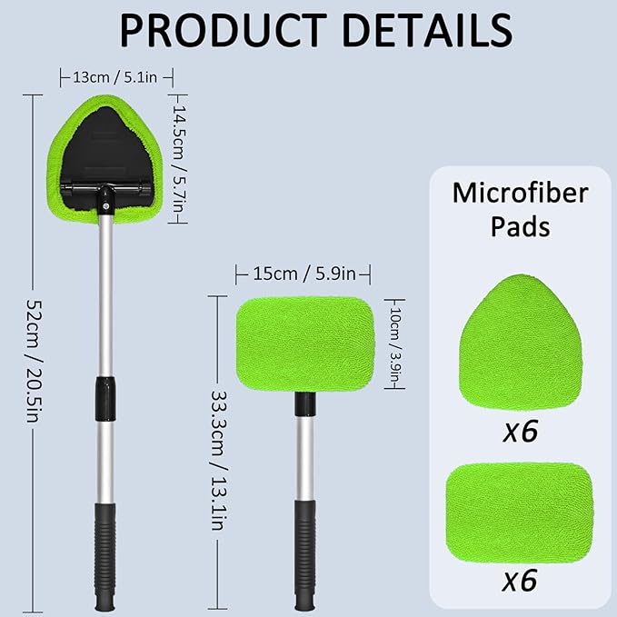 Beieverluck 20 Pieces Windshield Cleaner Tool, Inside Car Windshield Cleaning Tool with 12 Microfiber Pads, 4 Spray Bottle