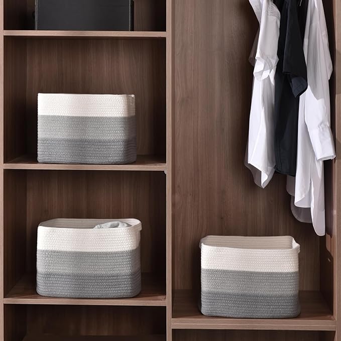 Storage Baskets for Organizing Shelves, Gradient Grey