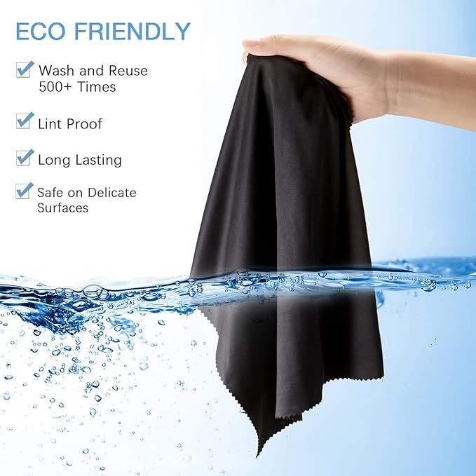 Frienda 12 Pack Large Microfiber Glass Cleaning Cloths 12 x 12 Inch Oversized Eyeglass Sunglasses Cleaning Cloths for Electronics Glasses Screens and Lenses(