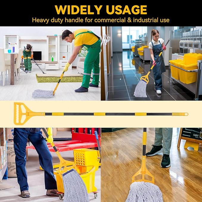 BeiLan Mop Handle Commercial Heavy Duty - 57 Inch Industrial Metal Mop Stick Replacement for Floor Cleaning - Professional Mops Head Replacement Holder