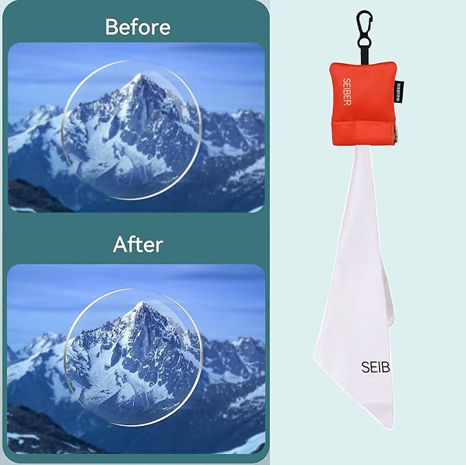 SEIBER Microfiber Lens Cloth Screen Cleaner - Lens Cleaner with Neoprene Pouch | 7 x 7 inch Microfiber Cleaning Cloths for Glasses,Laptops, Cameras| Self-Closing Bottom(2PCS,OR), Orange