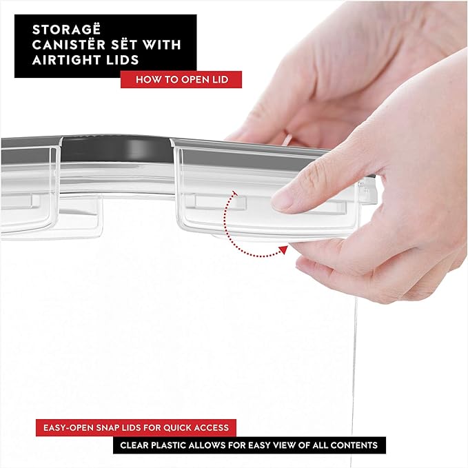 Airtight Food Storage Containers with Lids Set of 4-95 fl. oz Pasta storage Containers, BPA Free Plastic Spaghetti container