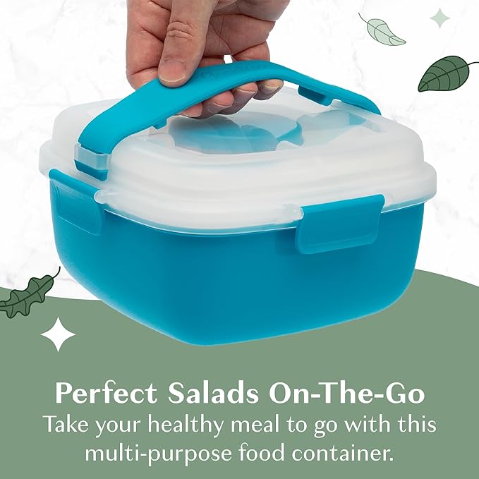 Goodful Stackable Lunch Box Container, Bento Style Food Storage with Removeable Compartments for Sandwich, Snacks, Toppings & Dressing