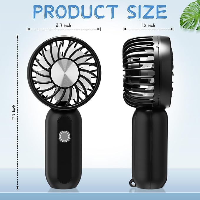 Rossesay 12 Pack Mini Portable Handheld Fan Bulk for Travel 3 Speeds, Rechargeable USB Battery Operated, Small Personal Eyelash Fans for Women Outdoor(Black,Cute Style)