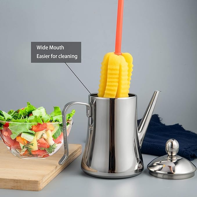 IMEEA 34oz Large Olive Oil Dispenser SUS304 Stainless Steel Oil Bottle for Cooking Kitchen Oil Storage Container with Drip-Free Spout