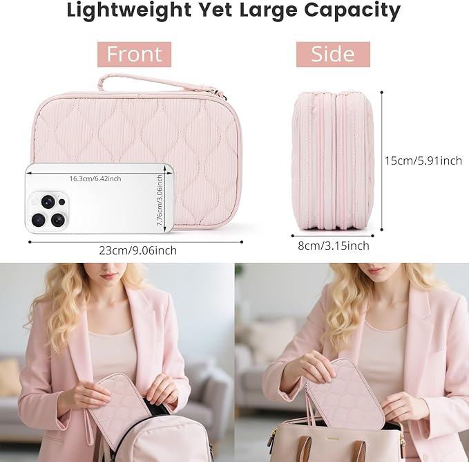Skycase Tech Pouch - Lightweight Electronics Organizer Travel Case - Double Layers Cable Organizer - All-in-One Storage Bag for Charger, Cord, Phone, Flash Drive, Essentials