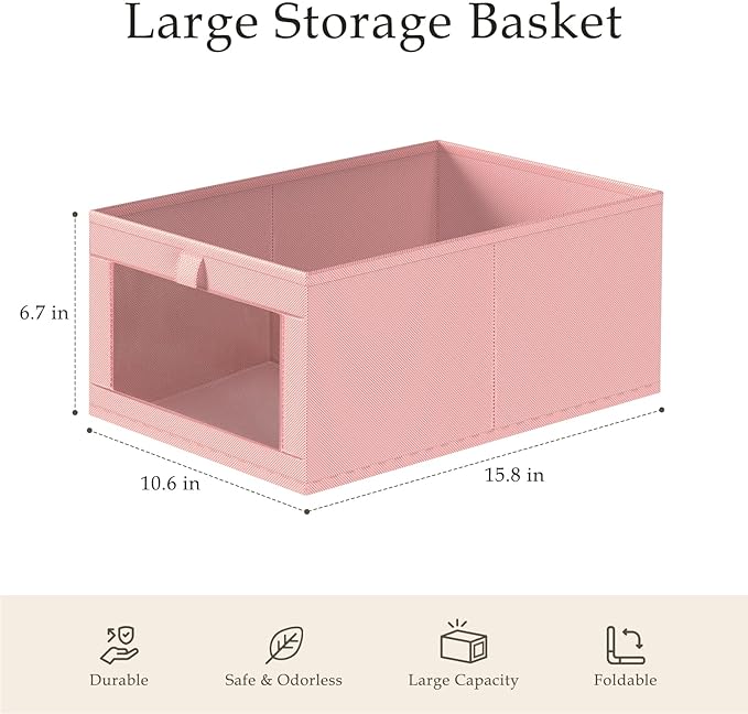 4 Pack Linen Closet Organizers and Storage, Pink