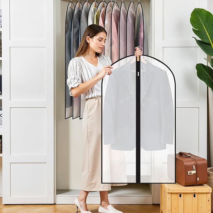 6 Pack Garment Bags 60 * 100cm, 40in PEVA Translucent Garment Covers, Jackets