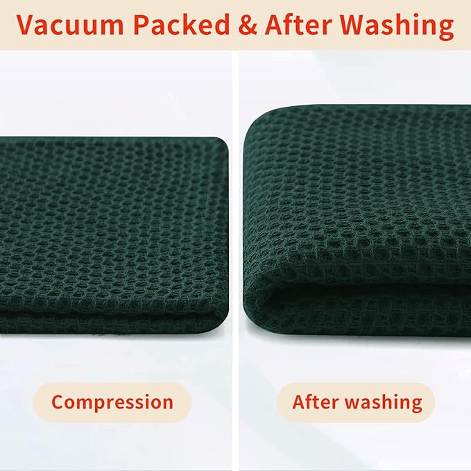 Homaxy 100% Cotton Waffle Weave Kitchen Dish Cloths, Ultra Soft Absorbent Quick Drying Dish Towels, 12 x 12 Inches, 12-Pack, Blackish Green