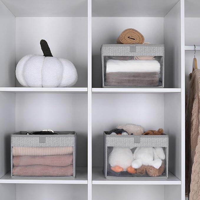 Closet Storage Bins, Medium Storage Boxes with Clear Window