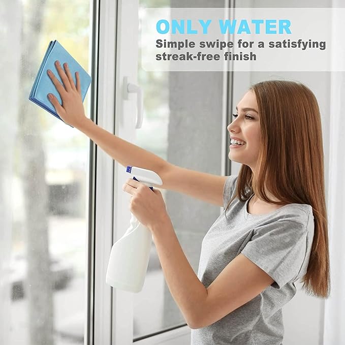 Window Cleaning Cloth, Glass Cleaning Cloth, Streaks Schatches Free. (Blue Pack 4)