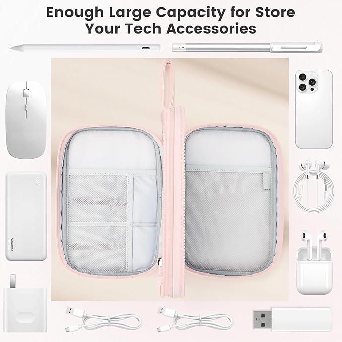 Skycase Tech Pouch - Lightweight Electronics Organizer Travel Case - Double Layers Cable Organizer - All-in-One Storage Bag for Charger, Cord, Phone, Flash Drive, Essentials