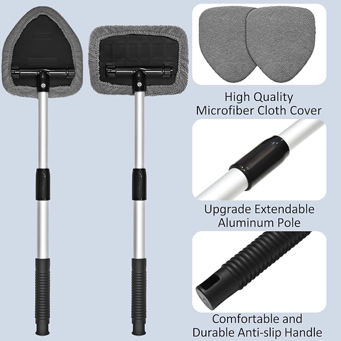 Beieverluck 20 Pieces Windshield Cleaner Tool, Inside Car Windshield Cleaning Tool with 12 Microfiber Pads, 4 Spray Bottle