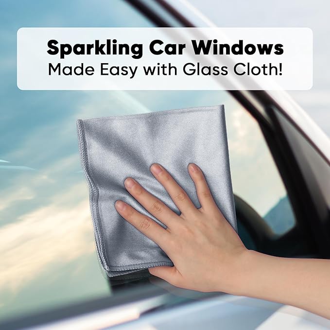 HOMEXCEL Microfiber Glass Cleaning Cloths 6 PK, Lint Free Streak Free, Reusable Microfiber Magic Cleaning Cloth for Cleaning Windows, Glasses, Mirrors