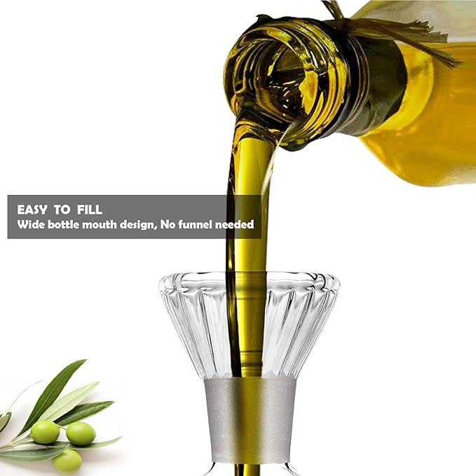 HAIZEEN 9 oz/250 ml Glass All-Purpose Cruet, Glass Oil Decanter and Cruet for Kitchen and BBQ oil dispenser bottle for kitchen Cooking Oil Dispenser Oil Bottle