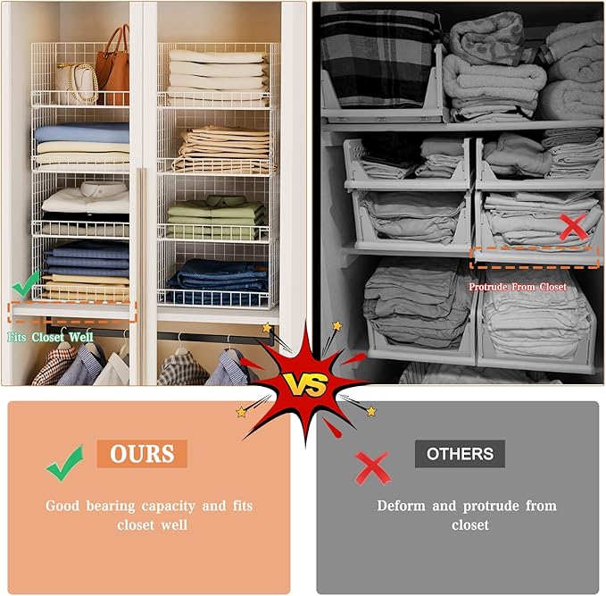 Yociyoga 4-Tier Stackable Closet Organizers and Storage Basket