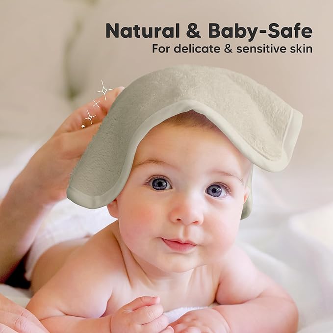 6-Pack Baby Washcloths – Soft Absorbent Viscose from Bamboo Washcloths for Face, Body, Baby Towels for Newborn, Kids, Toddlers, Infant, Gentle on Sensitive Skin, 10x10 Reusable Face Towels(Stone)