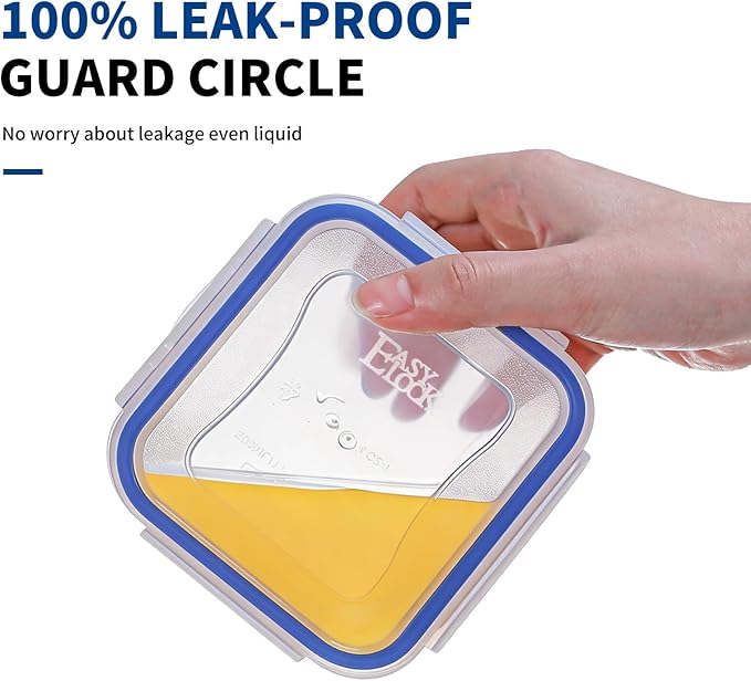 KIGI 81 oz Large Square Food Storage Containers with 4-Sided Locking Lid, Airtight & Leak proof, Ideal for Lunch and Meal Prep, BPA-Free Plastic