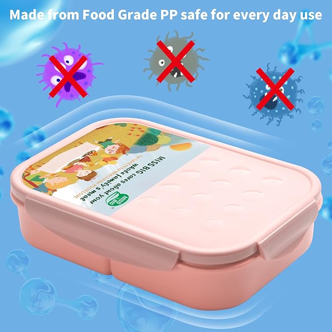MISS BIG® Bento Box for Kids,Bento Box & Lunch Box,Leakproof, No BPAs/Chemical Dyes,M/W, D/W & Fridge Safe,1150ml Large Lunch Box for School, Picnic