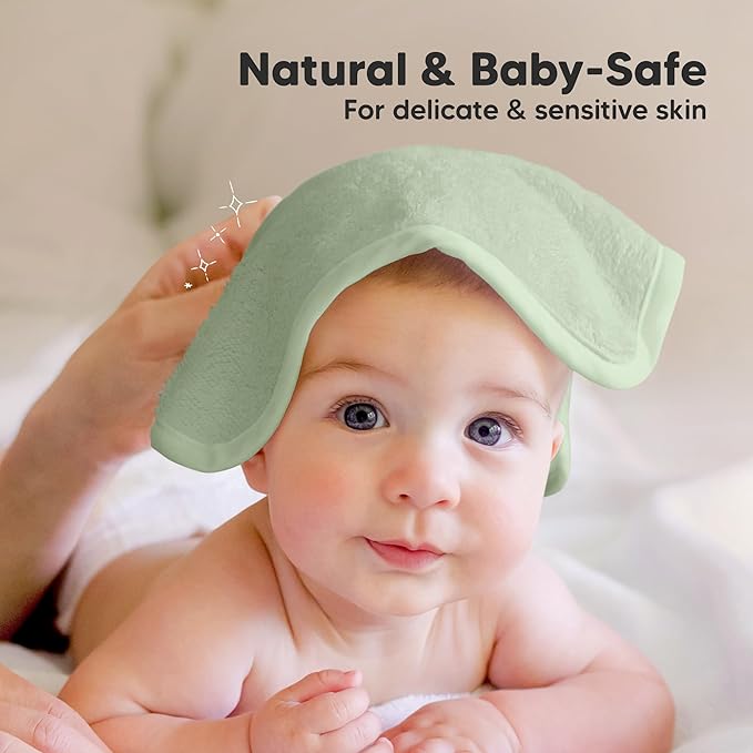6-Pack Baby Washcloths – Soft Absorbent Viscose from Bamboo Washcloths for Face, Body, Baby Towels for Newborn, Kids, Toddlers, Infant, Gentle on Sensitive Skin, 10x10 Reusable Face Towels (Pistachio)