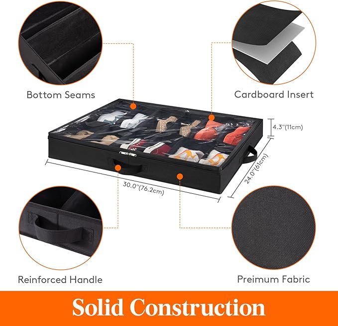 Under Bed Shoe Storage Organizer 2 Pack(12 Shoes Cells)