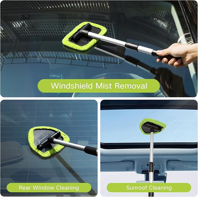 Qydipclin 11pc Windshield Cleaner Kit - 6 Microfiber Pads, 2 Bottles, Car Window Cleaning