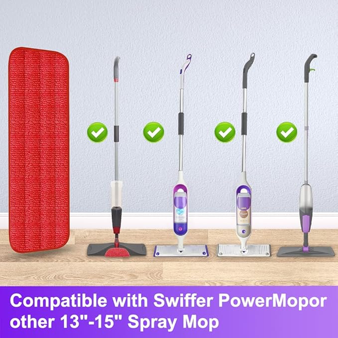 TreeLen 3 Packs Microfiber Mop Pads Spray Mop Replacement Heads Wet/Dry Floor Cleaning Refill Mop Pads Compatible with Rubbermaid Reveal,Swiffer PowerMop Refill,Libman