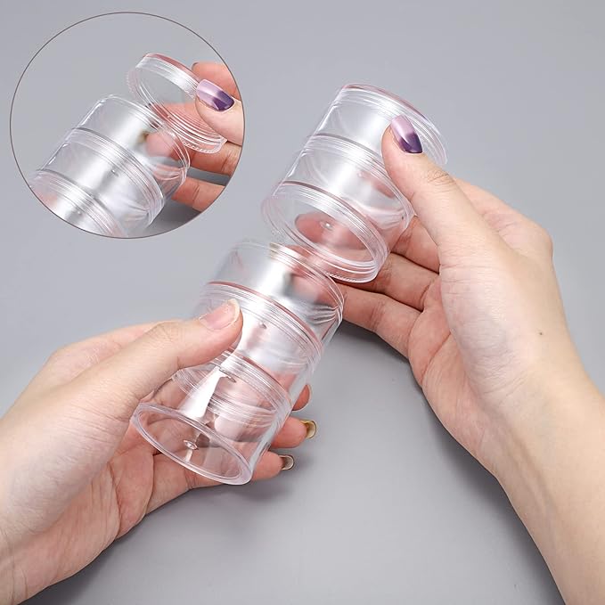 4 Set Stackable Cosmetic Containers with Screw Lids Plastic Sample Jars 30ml