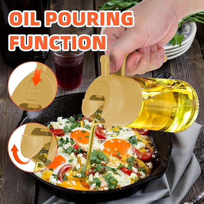 Oil Dispenser for Kitchen Spray, Oil Dispenser Bottle Spray and Pour, 2 in 1 Olive Oil Dispenser Bottle for Kitchen, 16oz/470ml Glass Oil Bottle for Air Fryer, Salad, Frying, BBQ ( Color : Black )