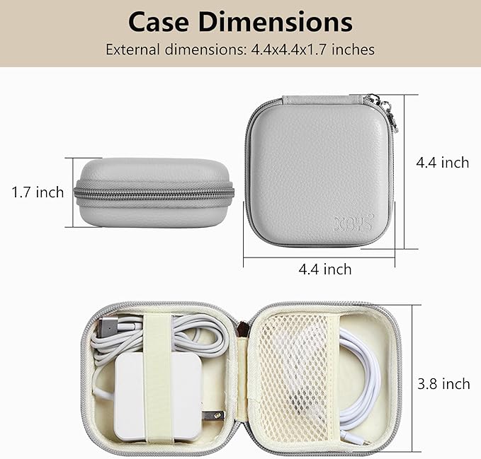 Charger Case for Macbook, Portable Tech Electronic Organizer Bag, Travel Storage Pouch for Laptop Accessories, MacBook Power Adapter, Charging Cords, USB Drives, Power Bank (Grey, M)