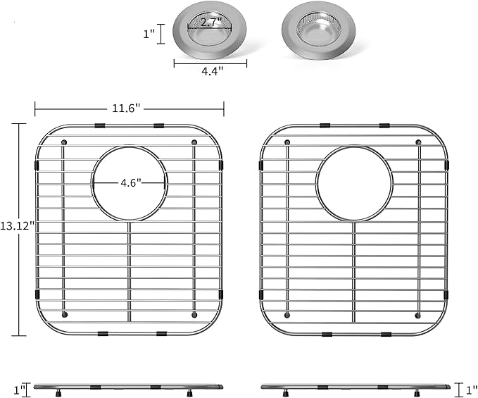 Stainless Steel Sink Protectors for Kitchen Sink, 13.12’’x11.6’’ Sink Protector Grid with Rear Drain