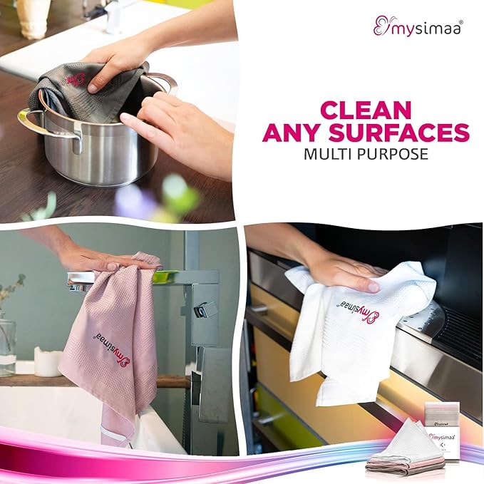 Mysimaa XL Lint Free Microfiber Cleaning Cloth, Cleaning Rags, Microfiber Towels, Glass Cloths, Lint Free Towel, Window Cleaning Cloth - Set of 12