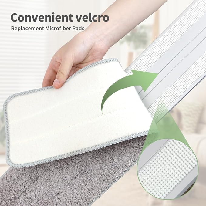 CQT Commercial Flat Microfiber Floor Mop Cleaning System 18" Inch Wet Dry and Dust Hardwood with 4 Washable Pads Cleaner for Laminate Tile Stainless Steel Handle and Extension (PT13-Blue)