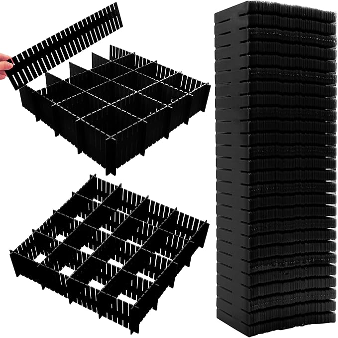 45 Pack Drawer Dividers, Dresser Black