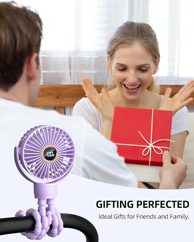 buywoo Portable Stroller Mini Fan, Small Rechargeable Personal Fan, Travel Essentials for Baby, Wagon, Car Seat, Treadmill