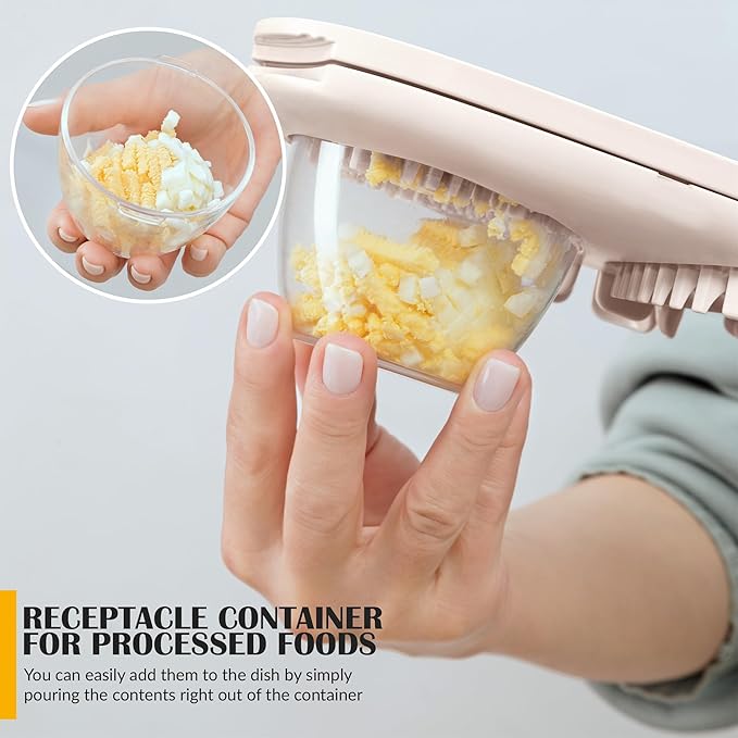 CraftyCrocodile Egg Slicer for Hard Boiled Eggs - 3 Slice Modes Egg Cutter, Heavy Duty, Stainless Steel Dicer - Kitchen Chopper Tool for Strawberry, Mushroom, Grape, Cherry Tomato - Light Beige