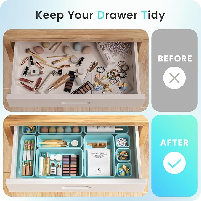 【Military Grade】A-LuGei Drawer Organizer,【𝟱𝗦𝗶𝘇𝗲】Makeup organizer,【Holds 177 Items】Bathroom Organizers and Storage,Organization and Storage