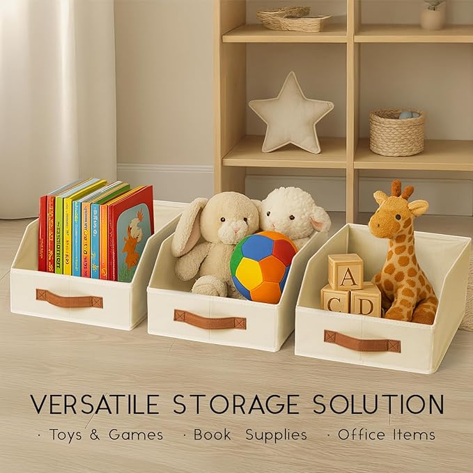 Homsorout Fabric Storage Bins for Organizing - 10 Pack Large Trapezoid Collapsible Storage Bins with Front Handle