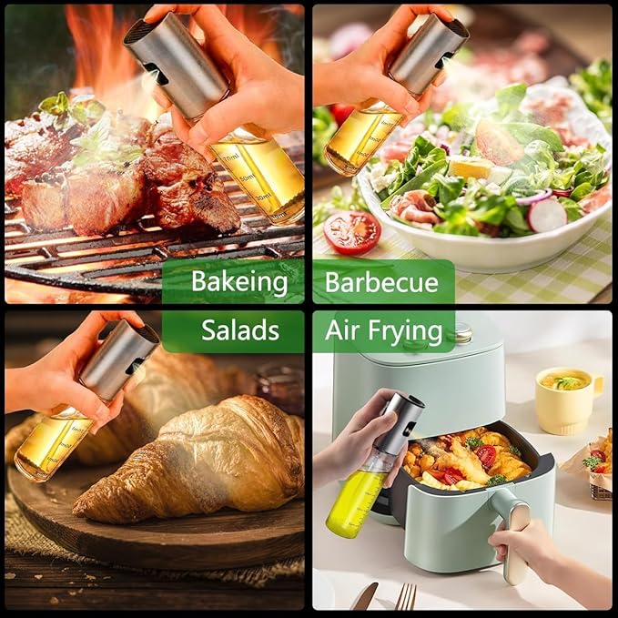 Cooking Oil Sprayer, 100ml Olive Oil Sprayer, Seasoning Spray Bottle, Glass Bottle for Roasting Olive Oil, Suitable for Kitchen, Cooking, BBQ,Baking Bread, and Barbecuing