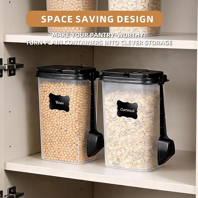 3-Pack 1500ml (51 oz) Airtight Food Storage Containers with Scoop, Soft-White Translucent Design Canisters for Coffee, Tea, Sugar, Flour & Cereal | Includes Marker & Labels