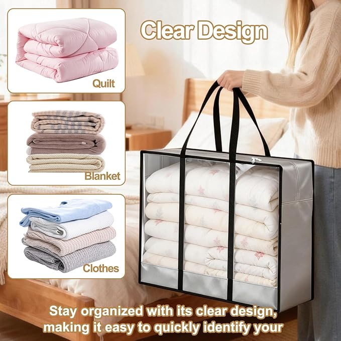 4 Pack Clear Clothes Storage Bags, 94L Blanket Storage Bag