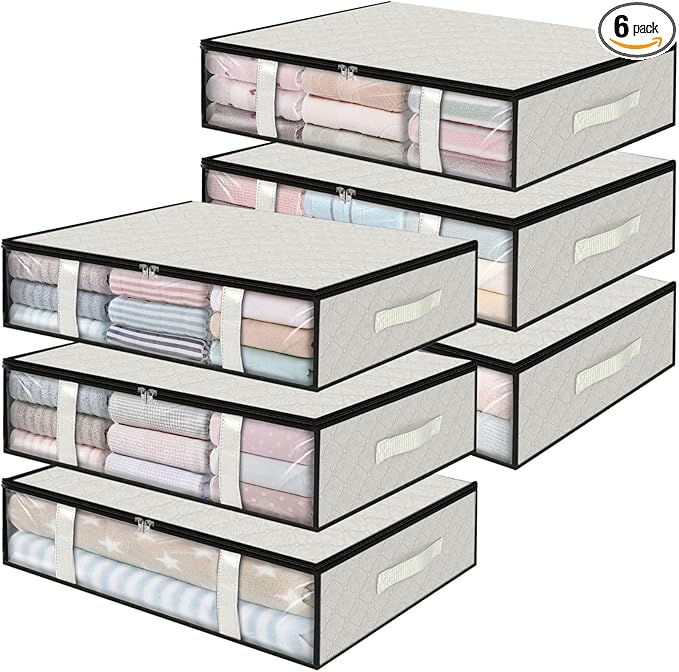 Under Bed Storage Bags 6 Pack, White
