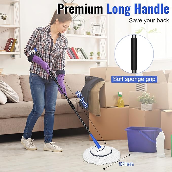 Self Wringing Twist Mop Replacement Head,Microfiber Mop Refill for Hardwood Vinyl, Tile, Commercial Household Clean,Safe on All Floors Types