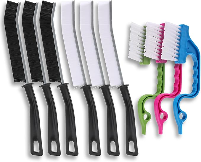 9 Pcs Crevice Cleaning Brush, Bathroom Gap Brush, Hand-held Groove Gap Cleaning Tools, Multifunctional Crevice Gap Small Cleaning Brush Tool, Shutter Door Window Track Kitchen Cleaning Brushes Kit